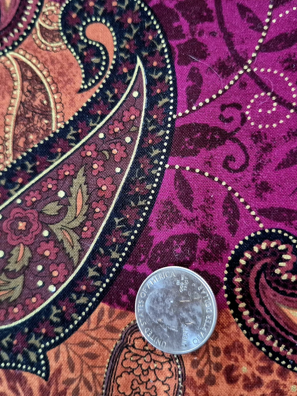 Paisley Brown Purple Cotton Fabric 1 1/6 Yards Timeless Treasures Quilting Sew